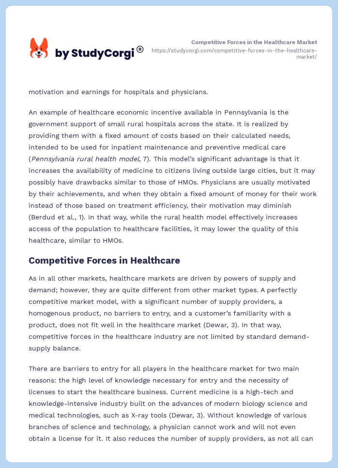 Competitive Forces in the Healthcare Market. Page 2
