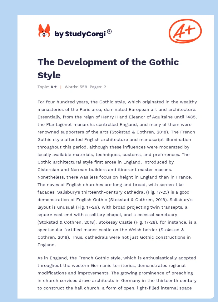 The Development of the Gothic Style. Page 1