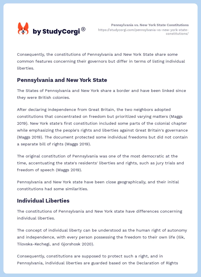 Pennsylvania vs. New York State Constitutions. Page 2