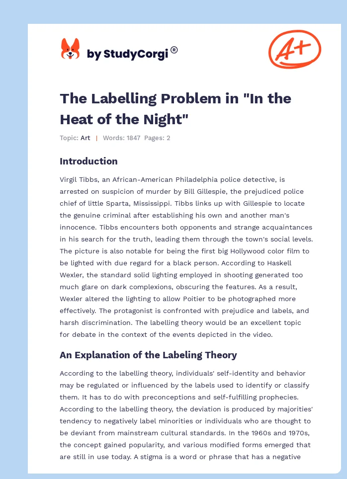 The Labelling Problem in "In the Heat of the Night". Page 1