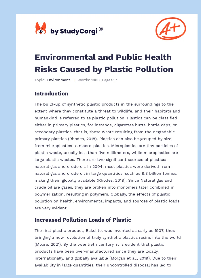 Environmental and Public Health Risks Caused by Plastic Pollution. Page 1