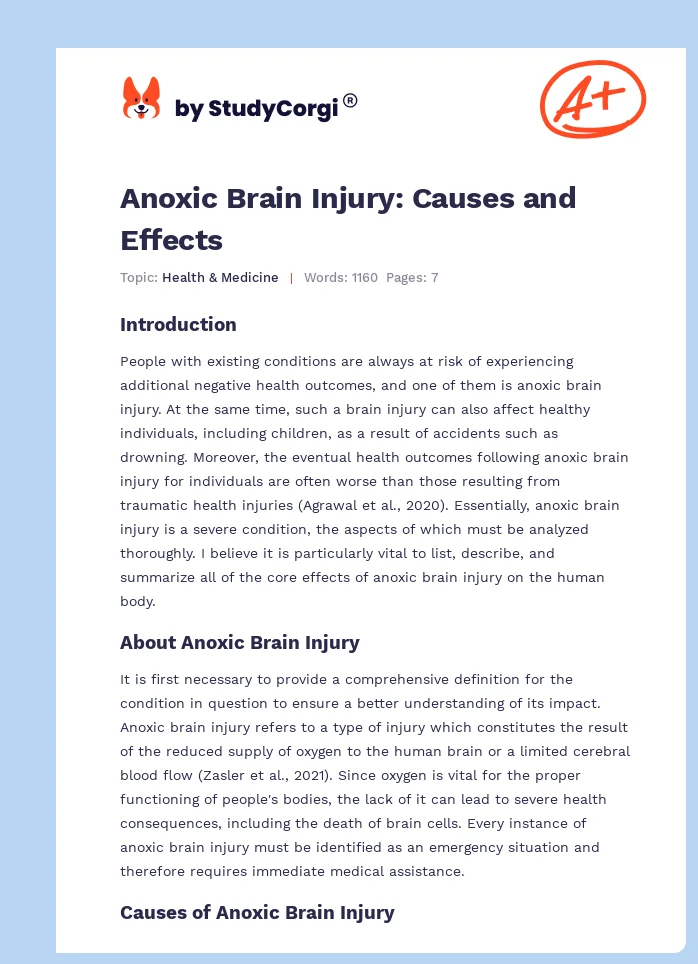 Anoxic Brain Injury: Causes and Effects. Page 1