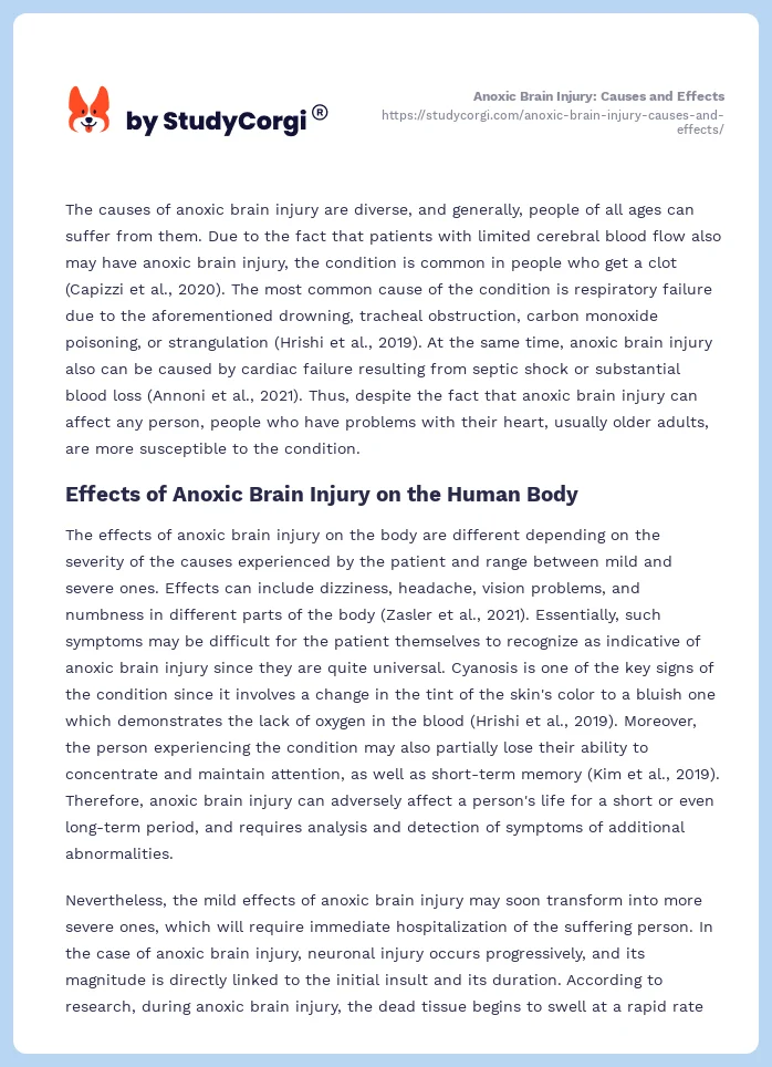 Anoxic Brain Injury: Causes and Effects. Page 2