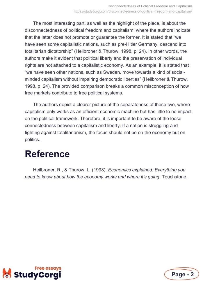 Disconnectedness of Political Freedom and Capitalism. Page 2