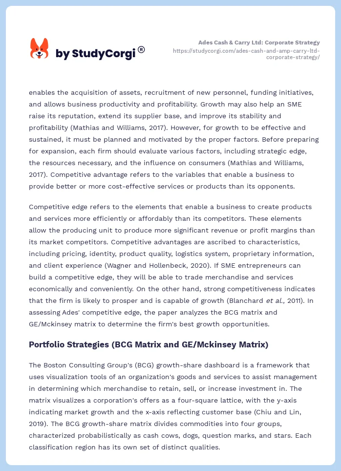 Ades Cash & Carry Ltd: Corporate Strategy. Page 2