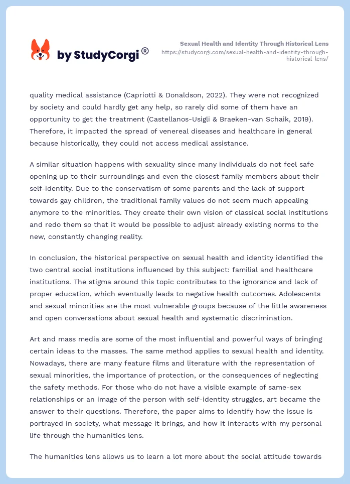 Sexual Health and Identity Through Historical Lens. Page 2