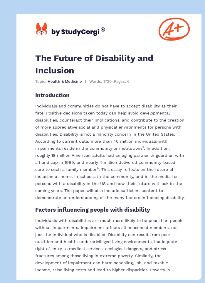 The Future of Disability and Inclusion. Page 1