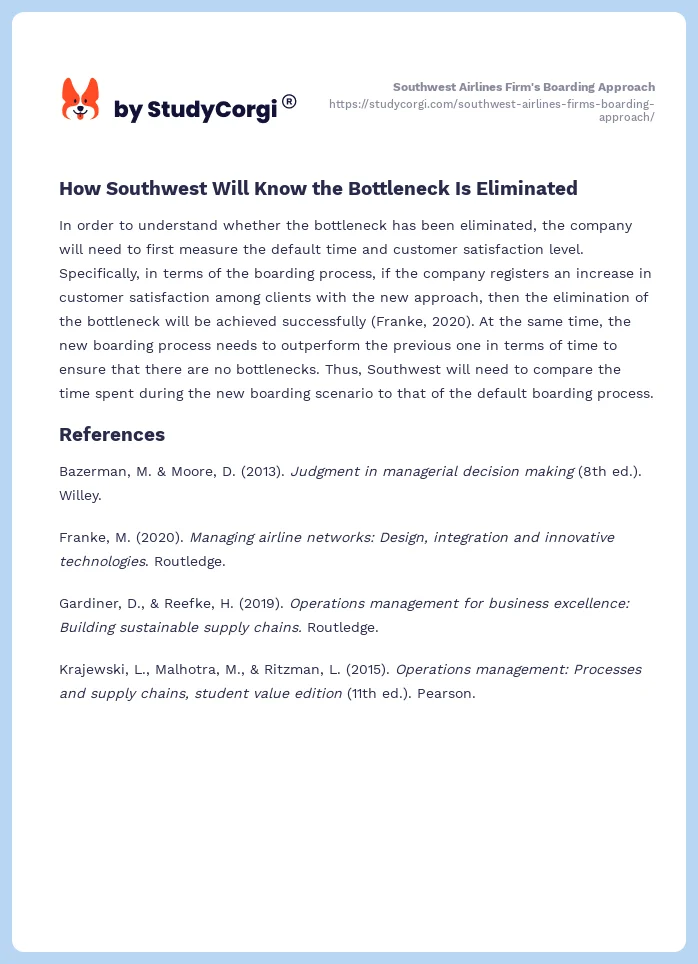 Southwest Airlines Firm's Boarding Approach. Page 2