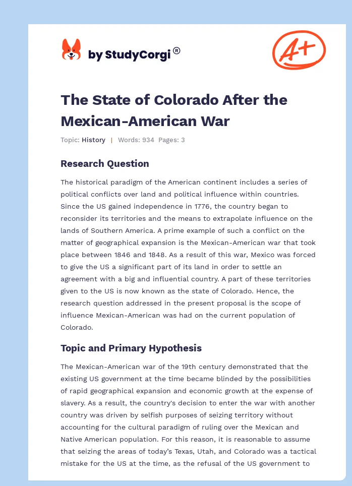 The State of Colorado After the Mexican-American War. Page 1