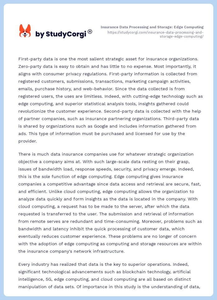 Insurance Data Processing and Storage: Edge Computing. Page 2