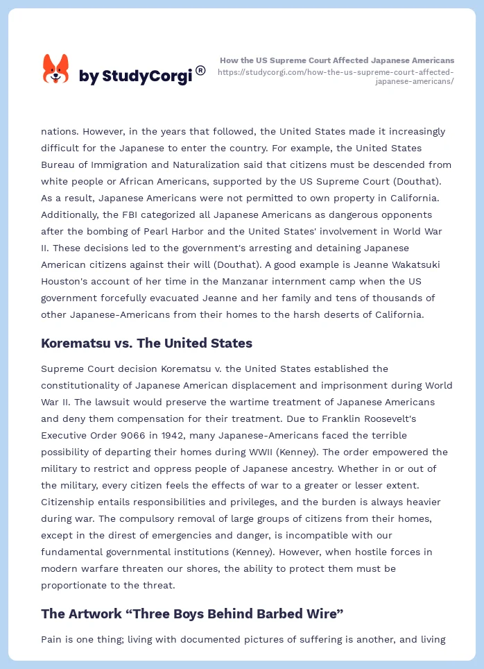 How the US Supreme Court Affected Japanese Americans. Page 2