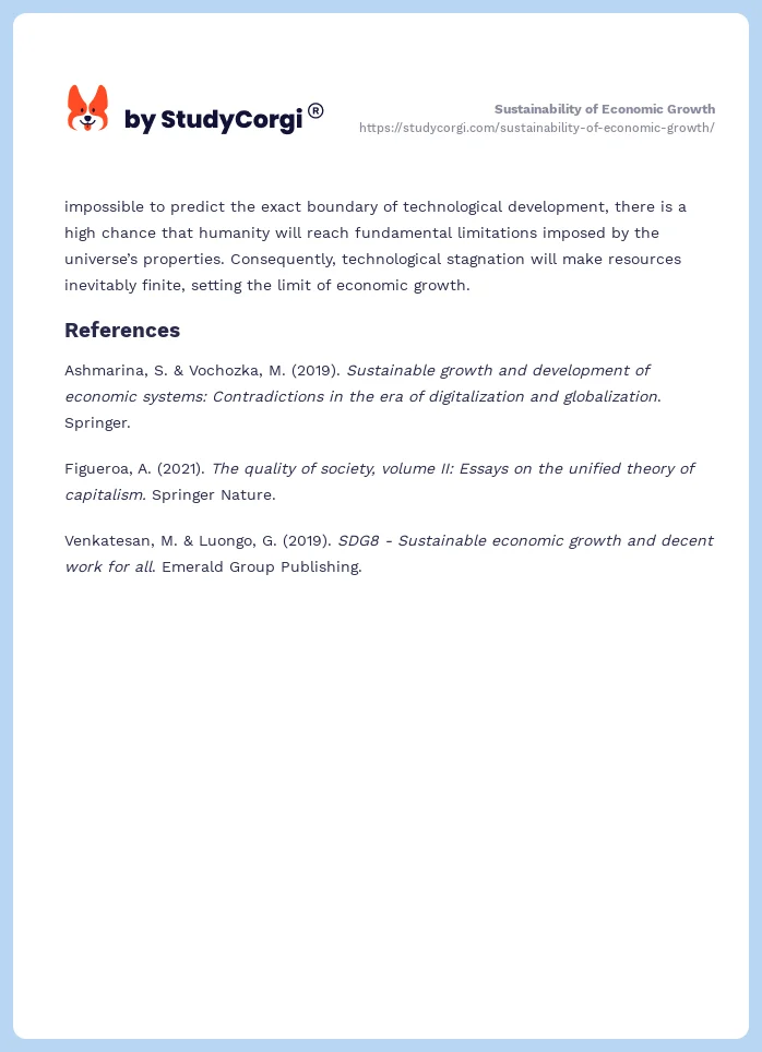 Sustainability of Economic Growth. Page 2