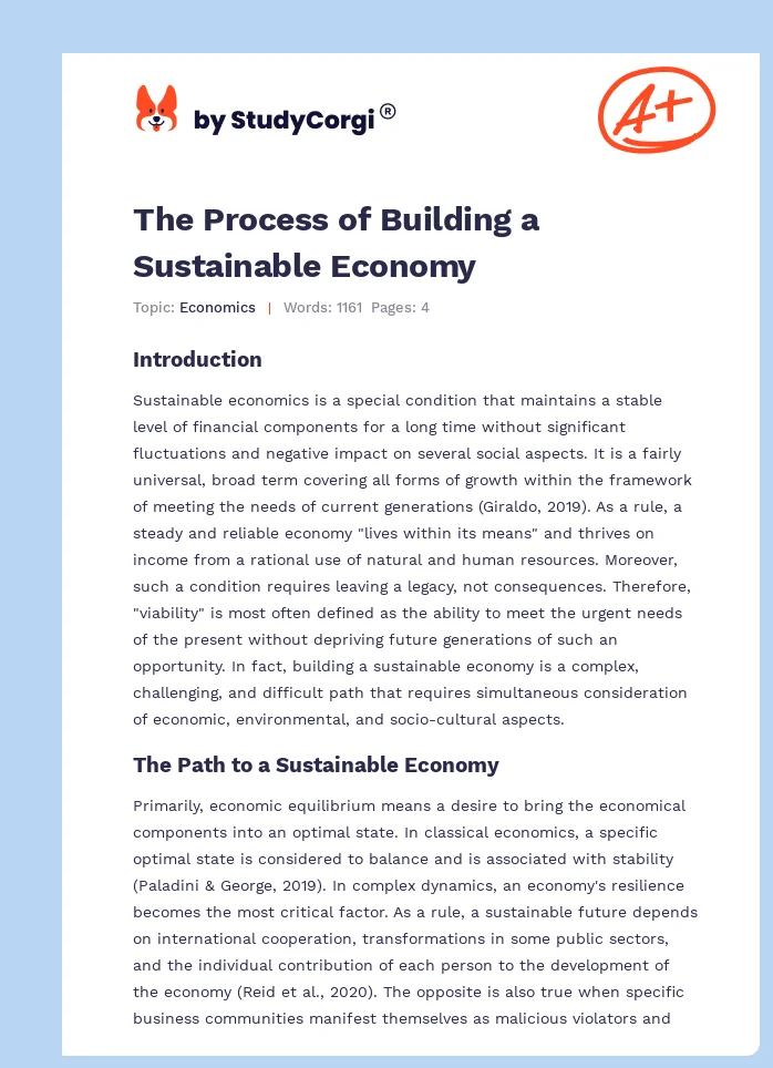 The Process of Building a Sustainable Economy. Page 1