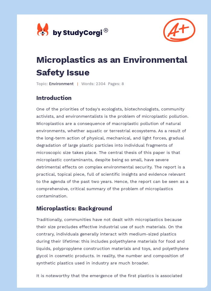 Microplastics as an Environmental Safety Issue. Page 1