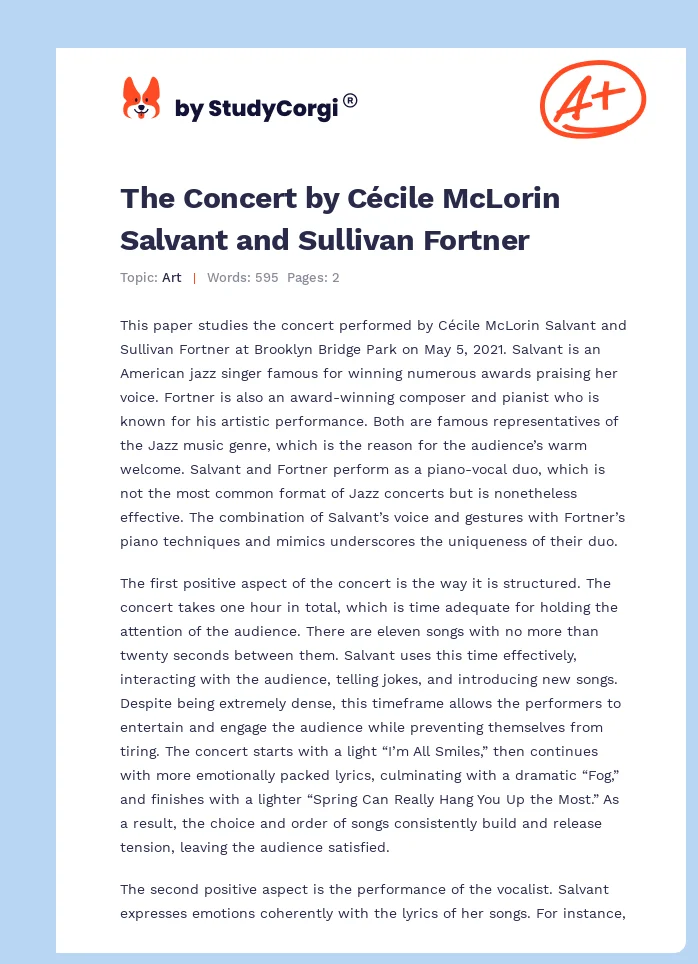 The Concert by Cécile McLorin Salvant and Sullivan Fortner. Page 1