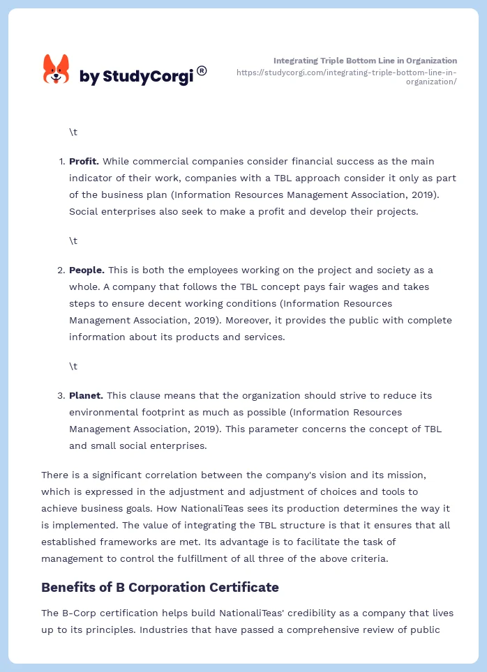 Integrating Triple Bottom Line in Organization. Page 2