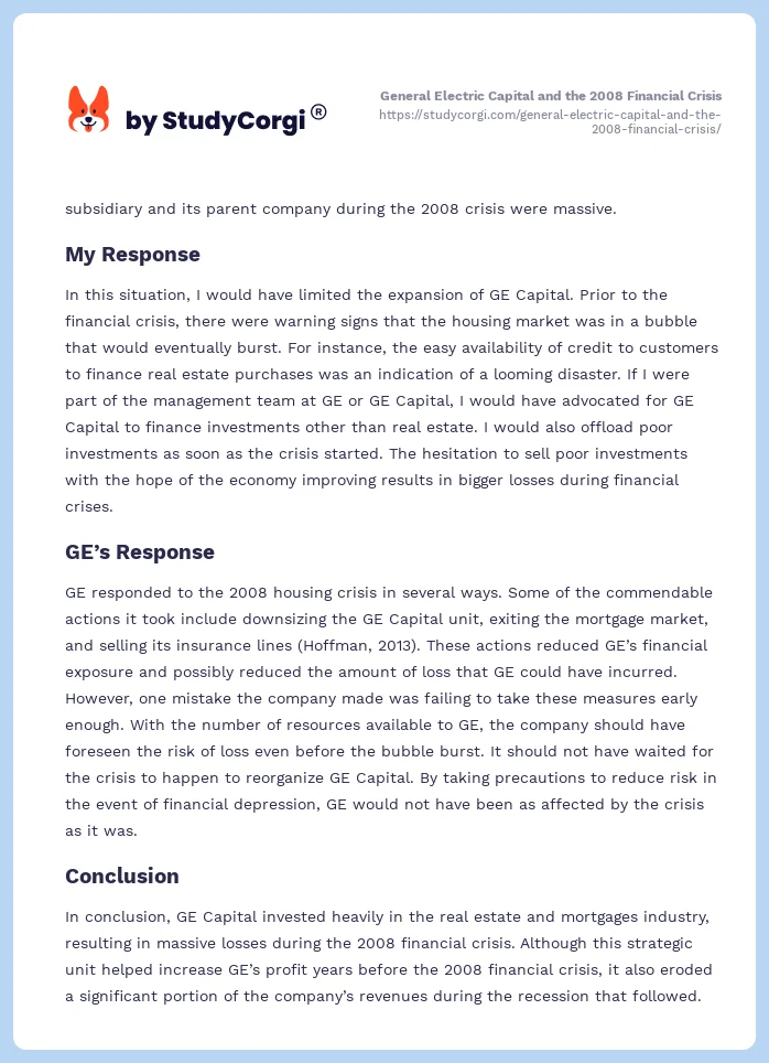 General Electric Capital and the 2008 Financial Crisis. Page 2