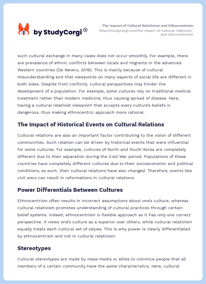 The Impact of Cultural Relativism and Ethnocentrism. Page 2