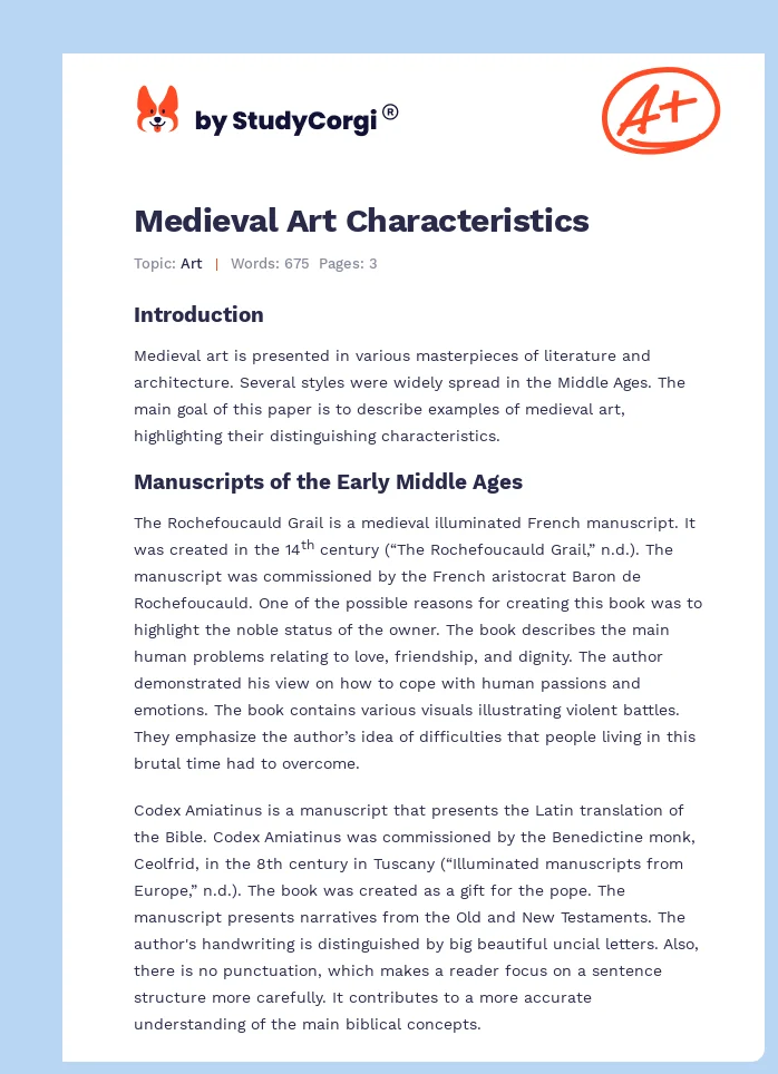 Medieval Art Characteristics. Page 1