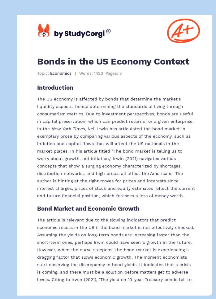 Bonds in the US Economy Context. Page 1