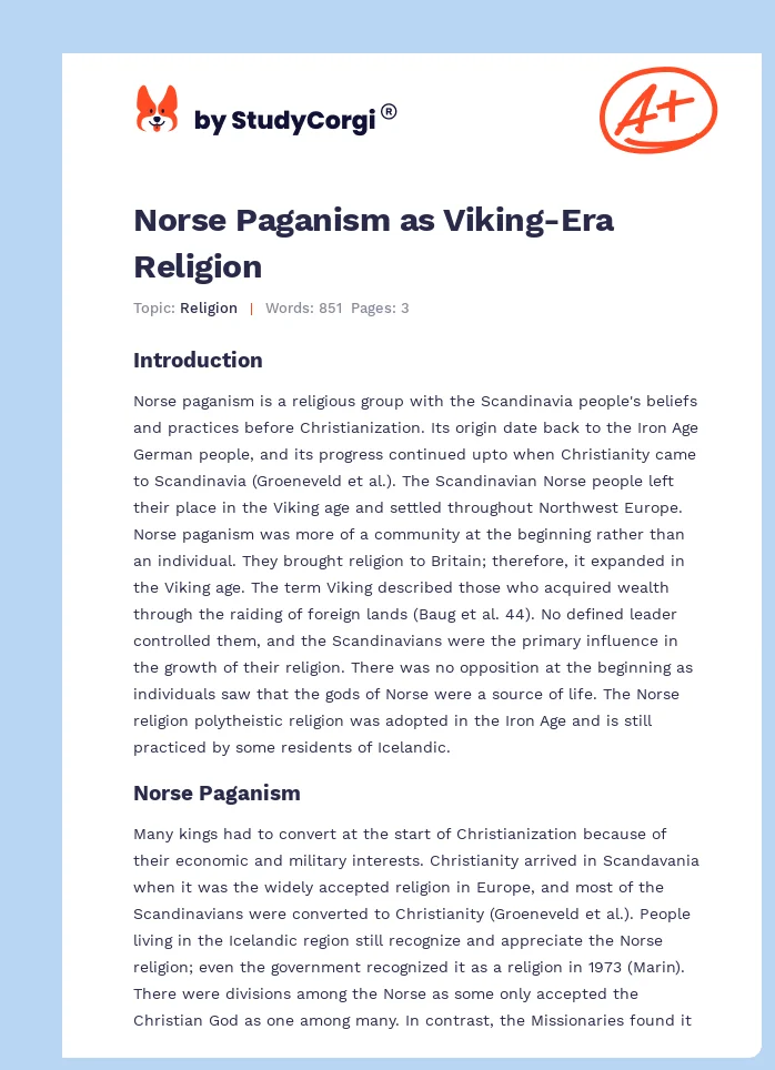 Norse Paganism as Viking-Era Religion. Page 1