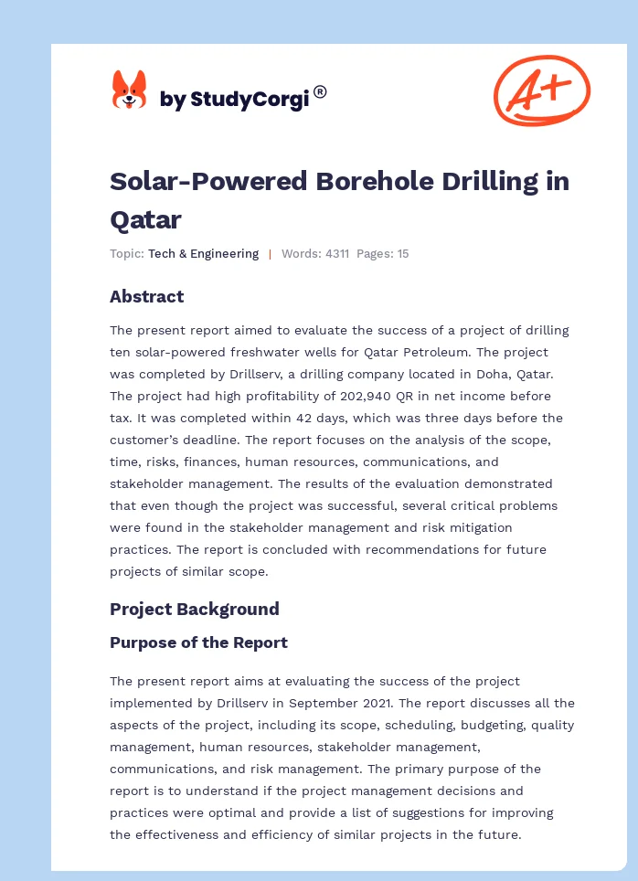 Solar-Powered Borehole Drilling in Qatar. Page 1
