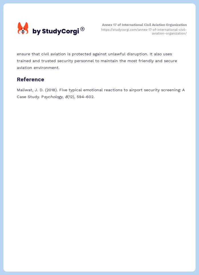 Annex 17 of International Civil Aviation Organization. Page 2