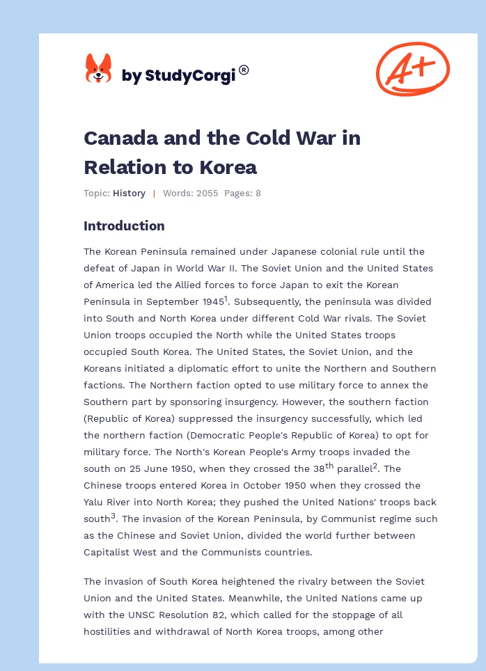 Canada and the Cold War in Relation to Korea. Page 1