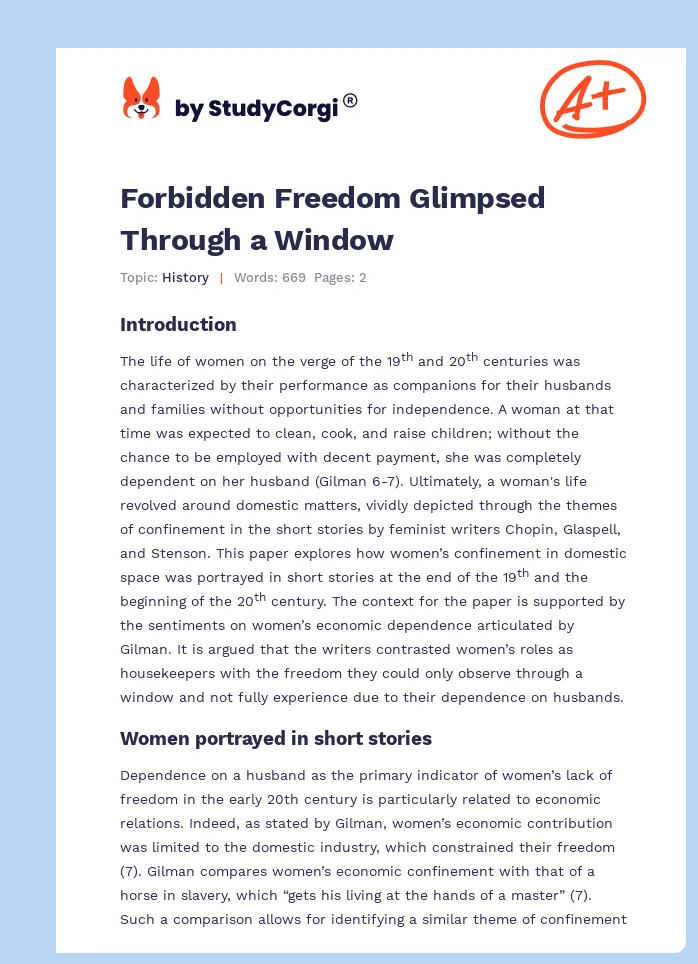 Forbidden Freedom Glimpsed Through a Window. Page 1