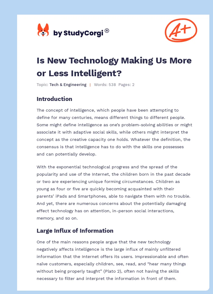 Is New Technology Making Us More or Less Intelligent?. Page 1
