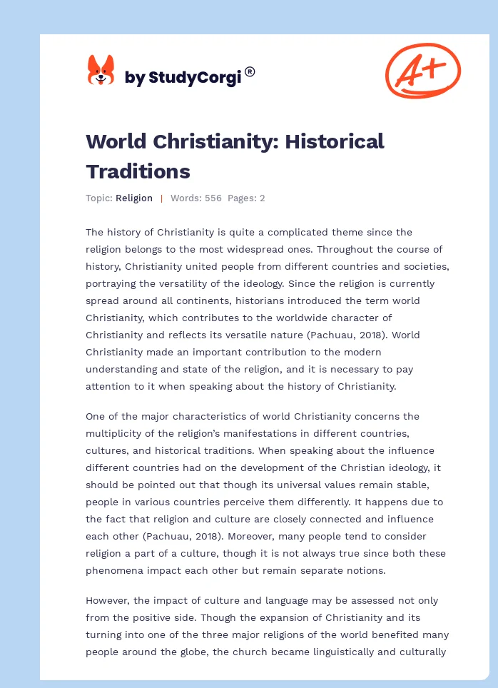 World Christianity: Historical Traditions. Page 1
