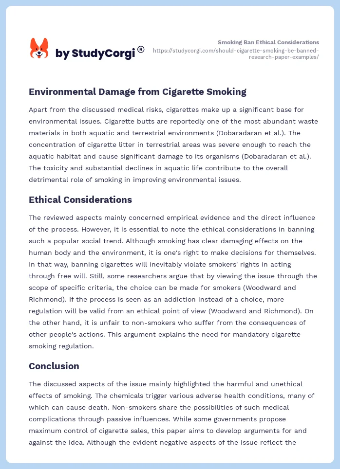Smoking Ban Ethical Considerations. Page 2