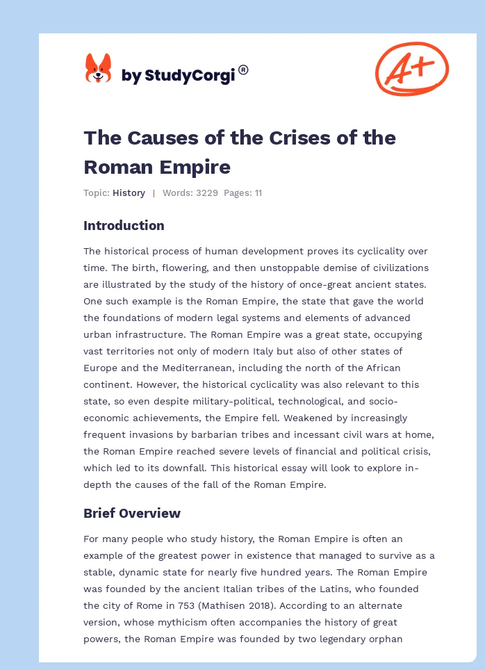 The Causes of the Crises of the Roman Empire. Page 1