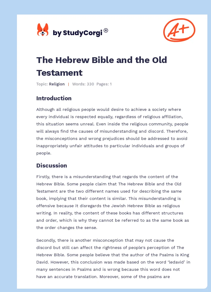 The Hebrew Bible and the Old Testament. Page 1