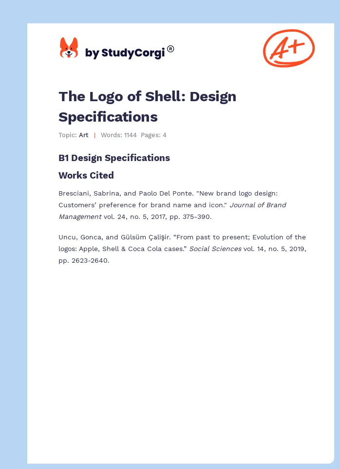 The Logo of Shell: Design Specifications. Page 1