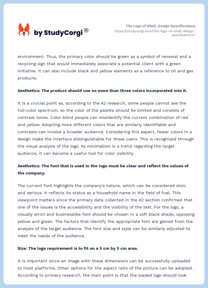 The Logo of Shell: Design Specifications. Page 2