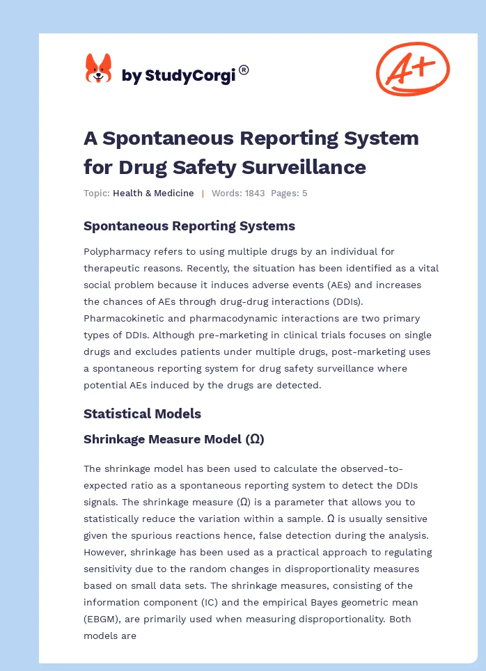 A Spontaneous Reporting System for Drug Safety Surveillance. Page 1