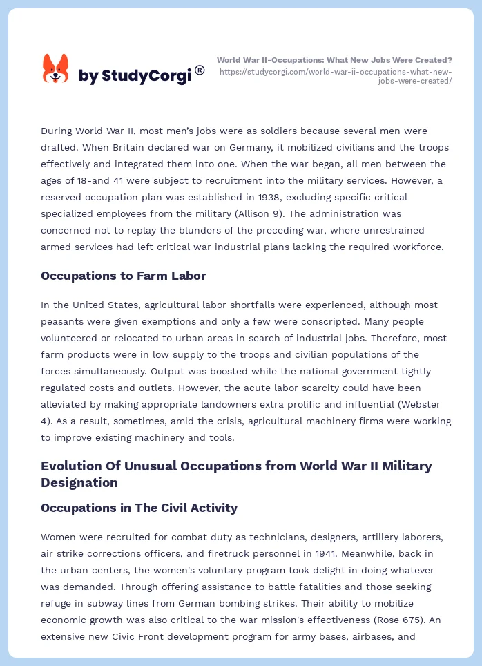 World War II-Occupations: What New Jobs Were Created?. Page 2