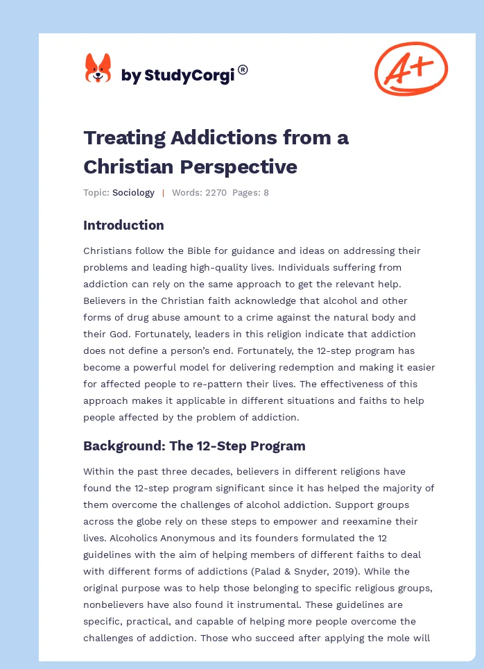 Treating Addictions from a Christian Perspective. Page 1