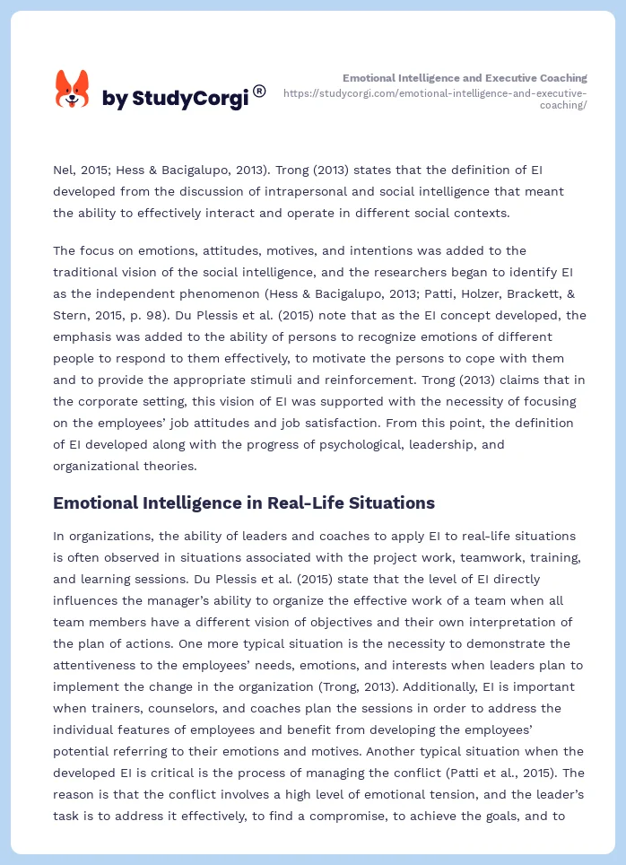 Emotional Intelligence and Executive Coaching. Page 2