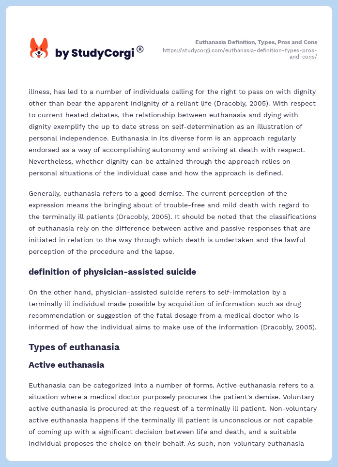 Euthanasia Definition, Types, Pros and Cons. Page 2