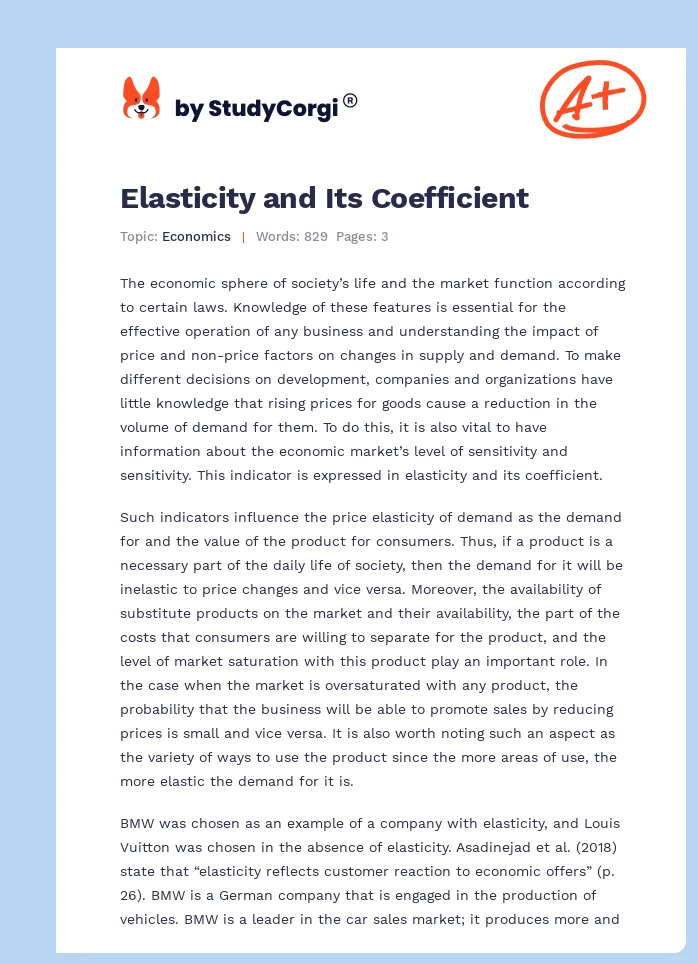 Elasticity and Its Coefficient. Page 1