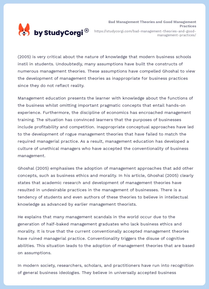 Bad Management Theories and Good Management Practices. Page 2