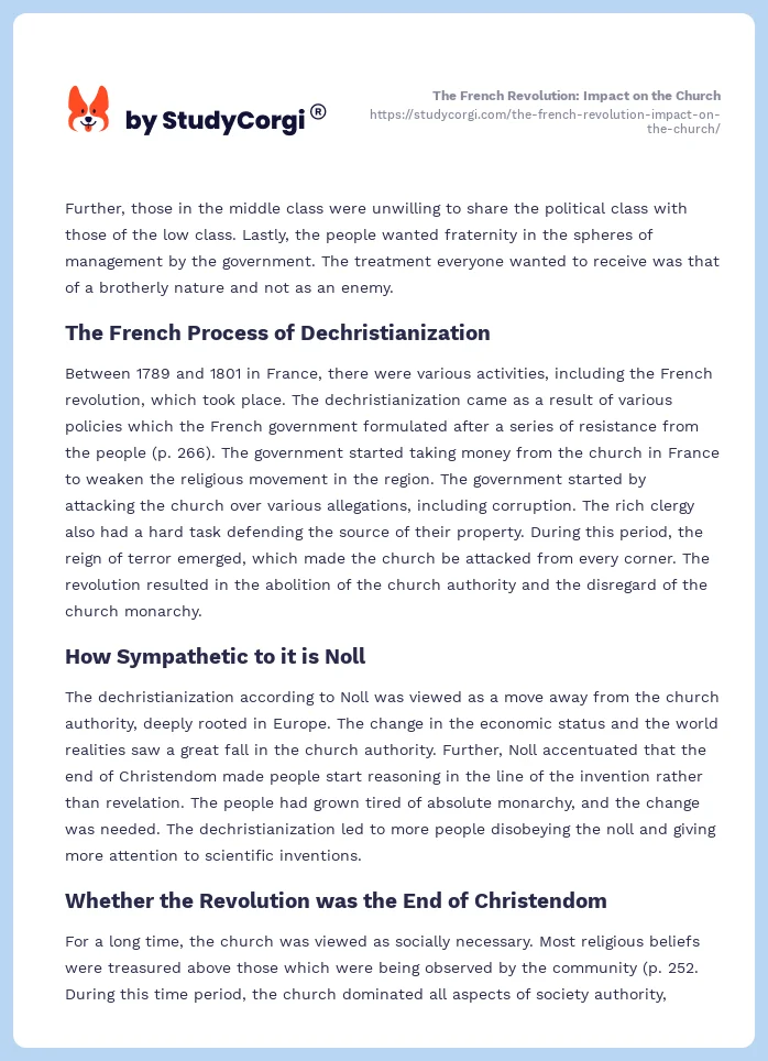The French Revolution: Impact on the Church. Page 2