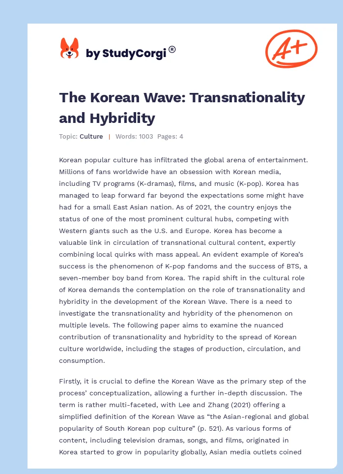 The Korean Wave: Transnationality and Hybridity. Page 1