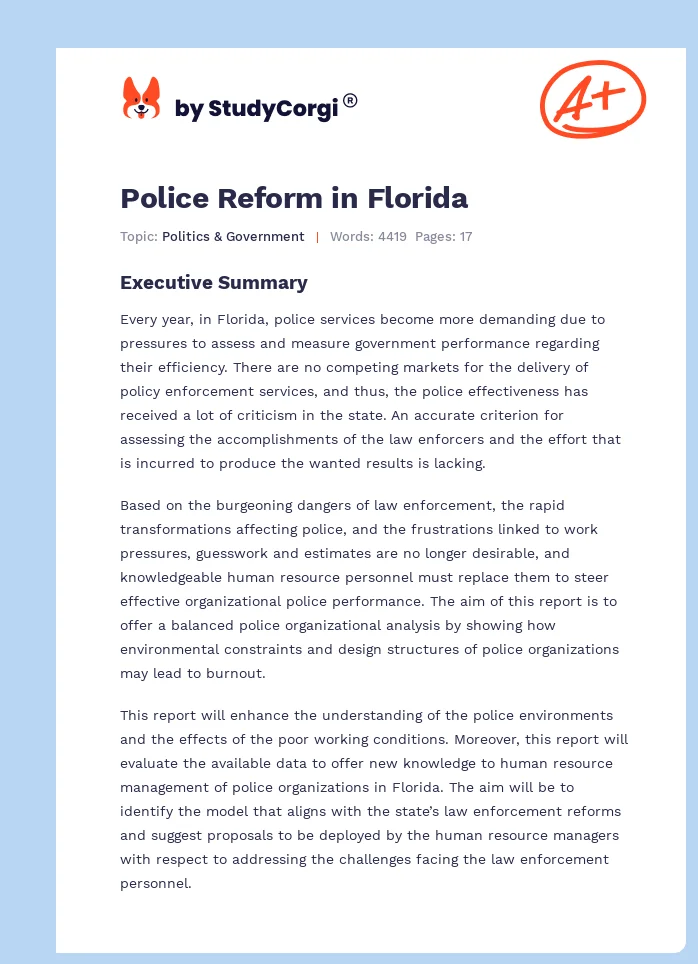 Police Reform in Florida. Page 1