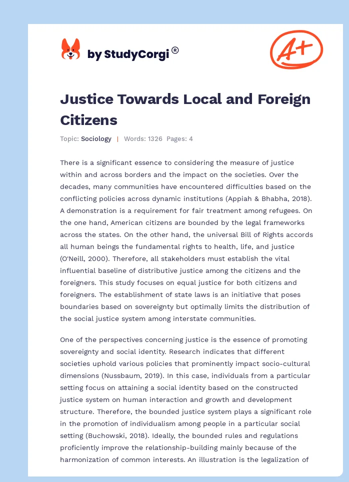 Justice Towards Local and Foreign Citizens. Page 1