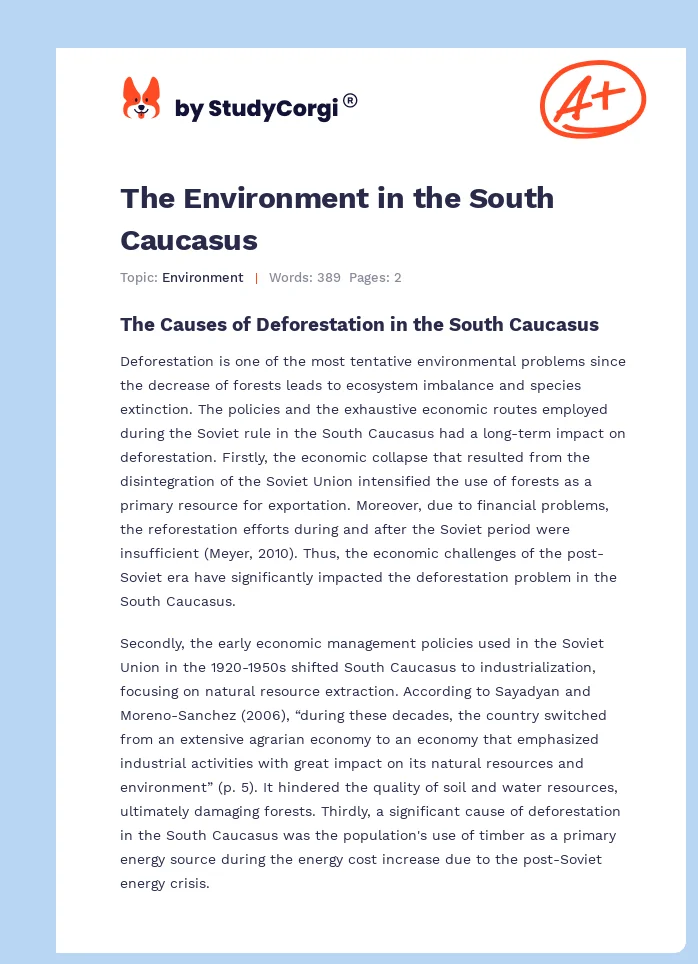 The Environment in the South Caucasus. Page 1
