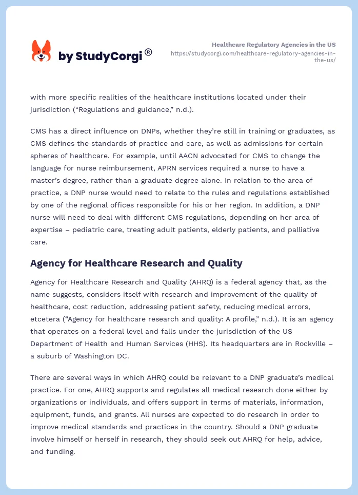 Healthcare Regulatory Agencies in the US. Page 2
