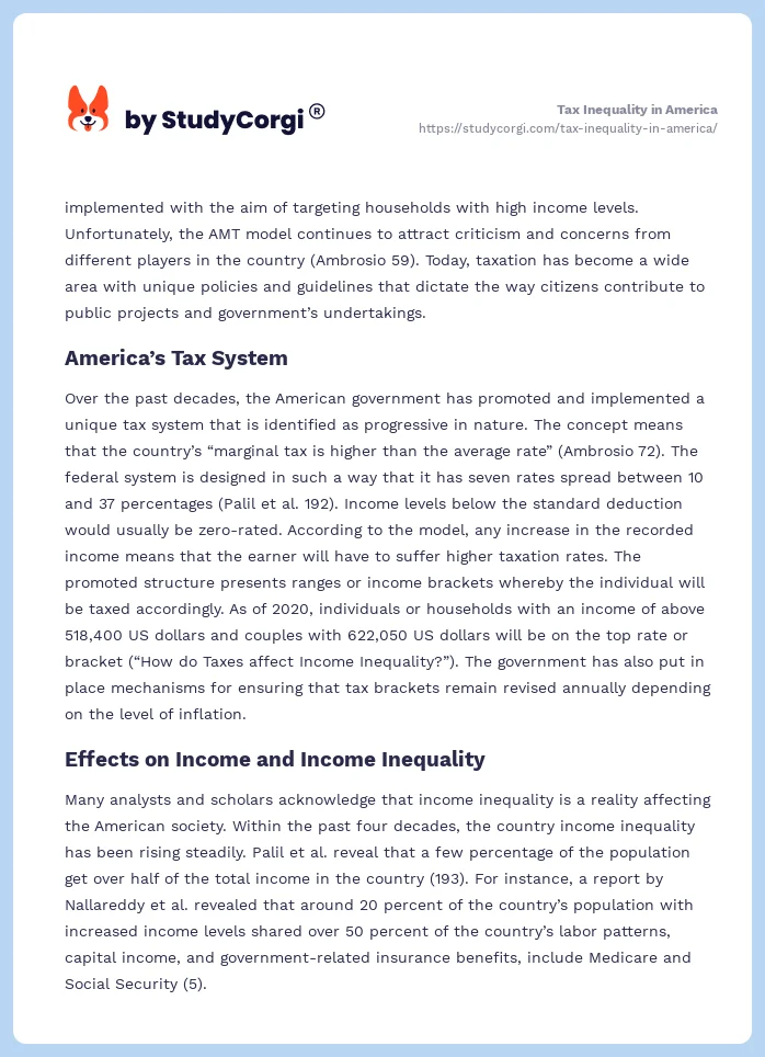 Tax Inequality in America. Page 2